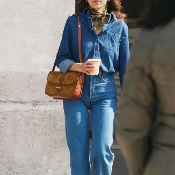 Vintage WRANGLER Denim Button-Up Shirt men’s size L - Picture 3 of 10